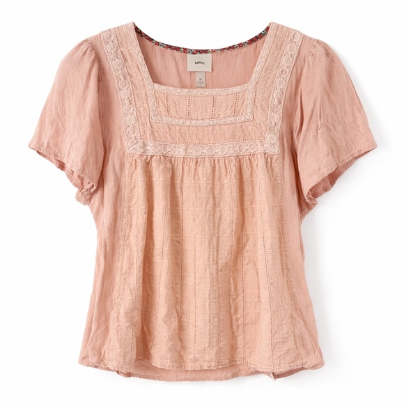 Knox Rose Tops - Knox Rose Blush Lace Detail Blouse